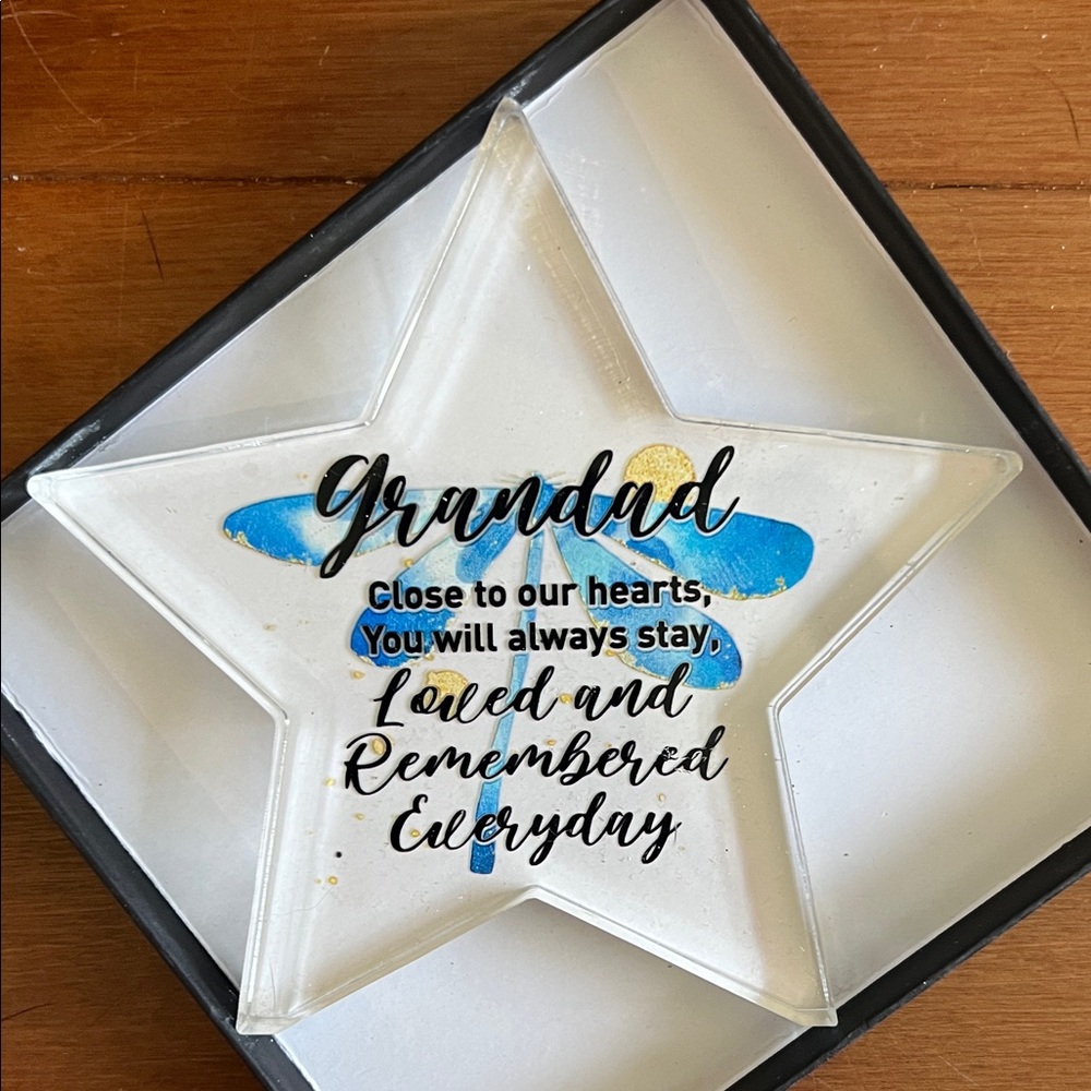 Boxed Grandad Star Keepsake with Blue and Gold Accents